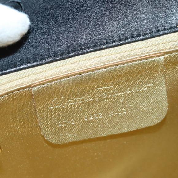 Salvatore Ferragamo Backpack Leather Black Gold Auth 86612 main image 12